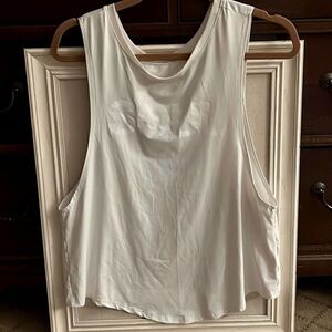 shimmery White SoulCycle relaxed fit tank w skull detail on back -S